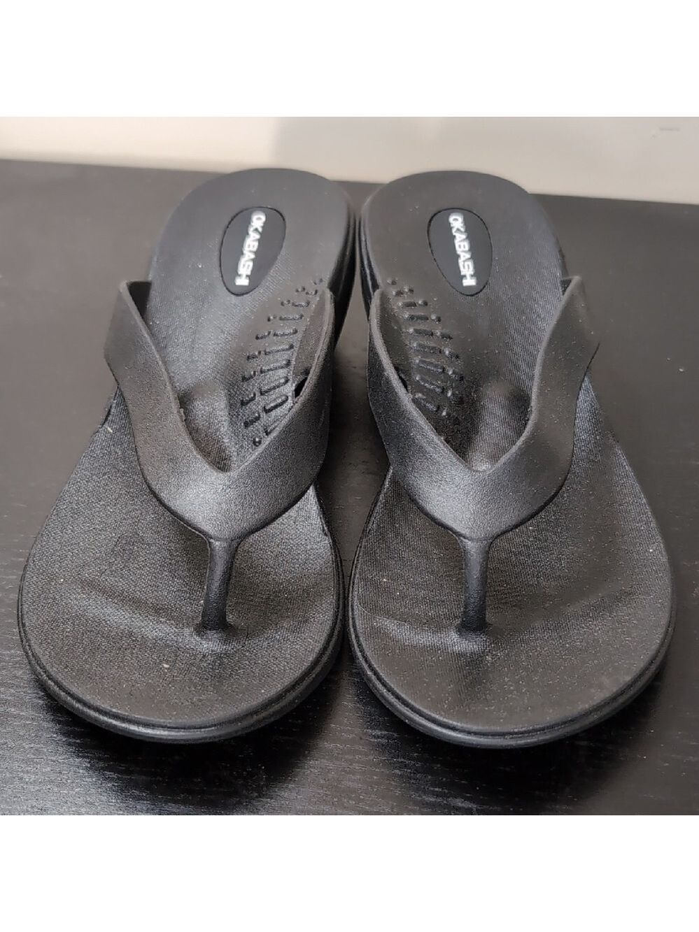 Okabashi Black Comfort Flip Flop Sandals Women's Medium 6.5-7.5
